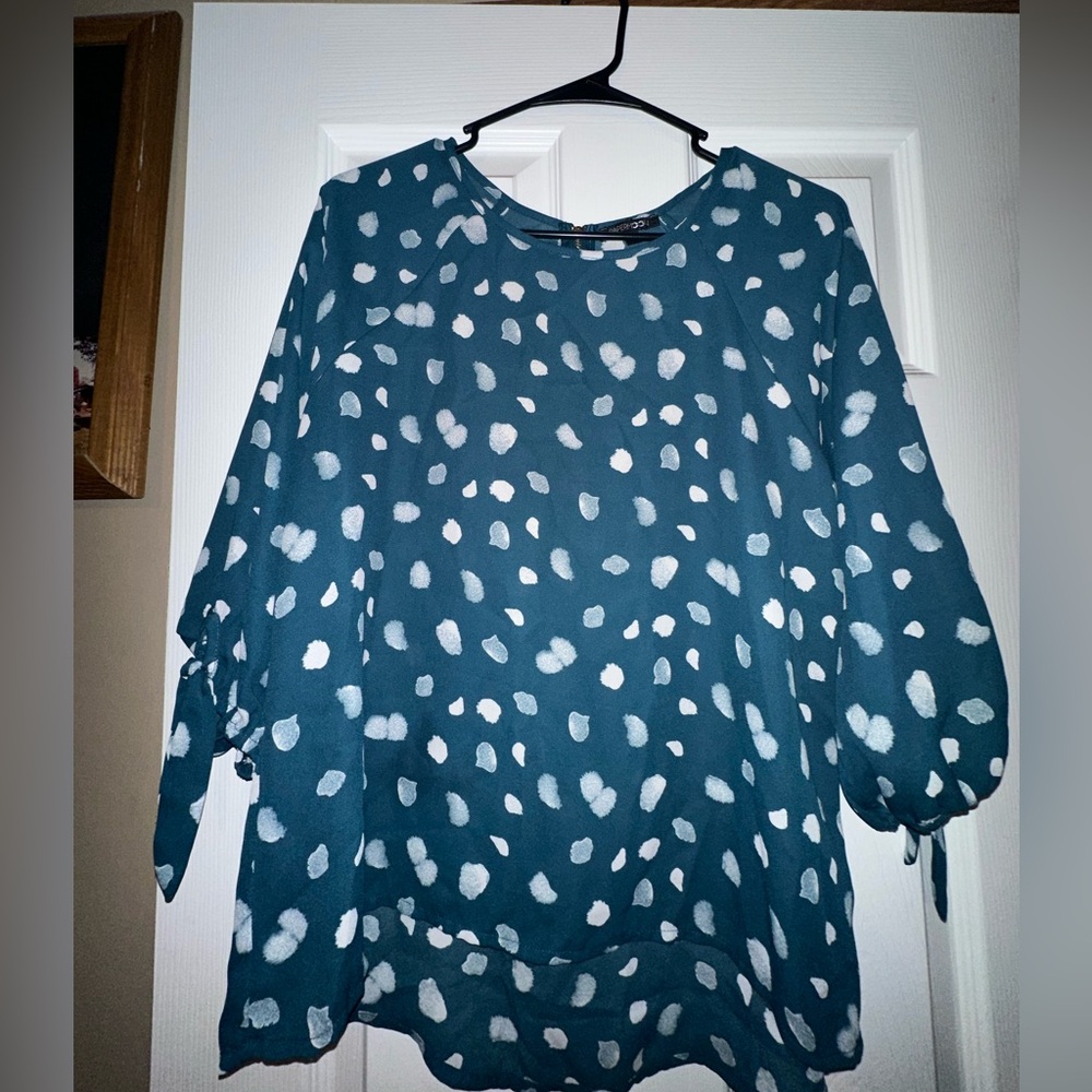 Papermoon Teal and White Polka Dot Blouse